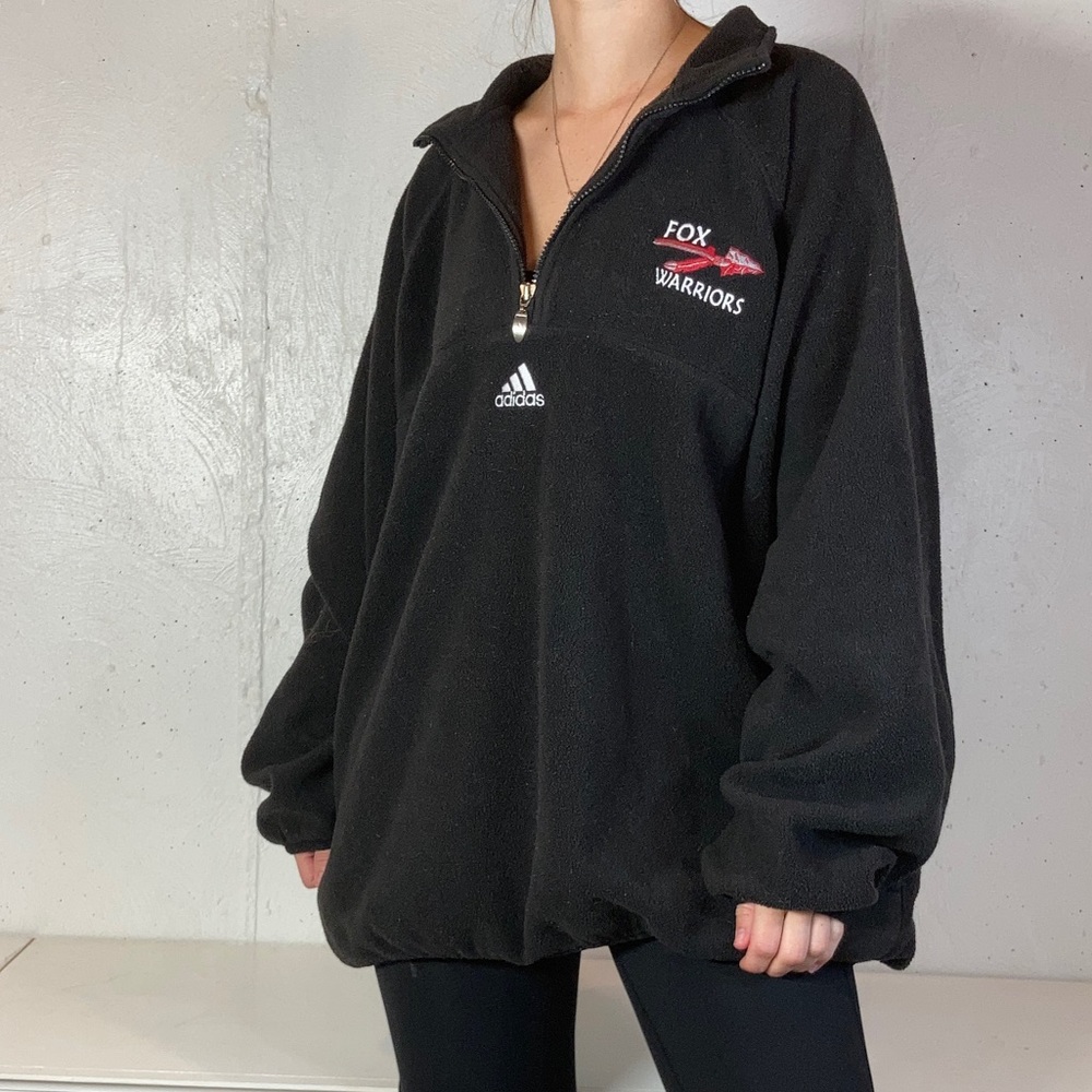 Black adidas Quarter Zip Fleece Fox Warriors Pullover